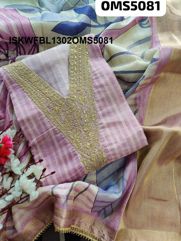 Embroidered Silk Kurti With Shantoon Bottom And Digital Printed Banarasi Dupatta-ISKWFBL1302OMS5081