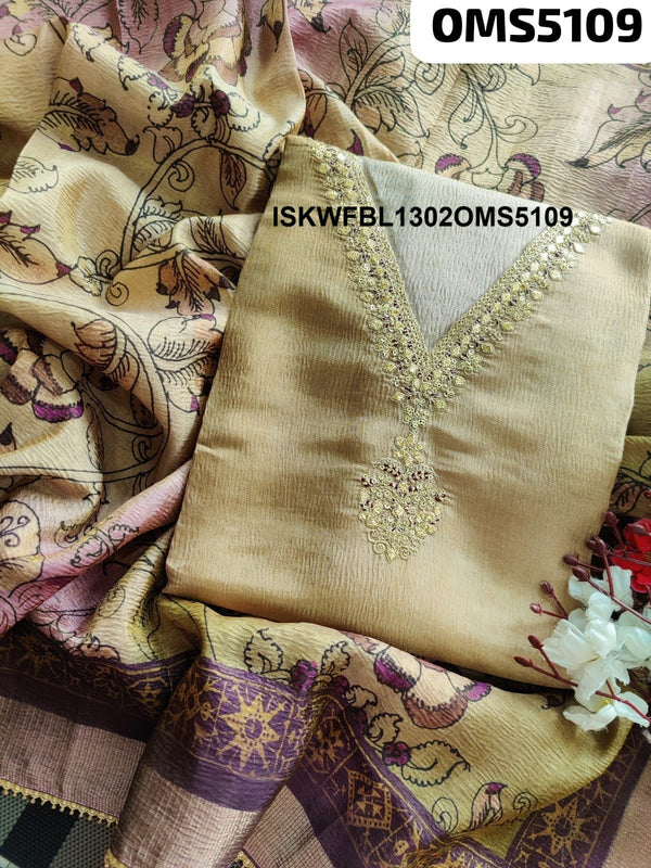 Embroidered Shimmer Kurti With Shantoon Bottom And Printed Dupatta-ISKWFBL1302OMS5109