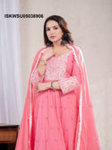 Embroidered Cotton Anarkali Kurti With Pant And Dupatta-ISKWSU05038906