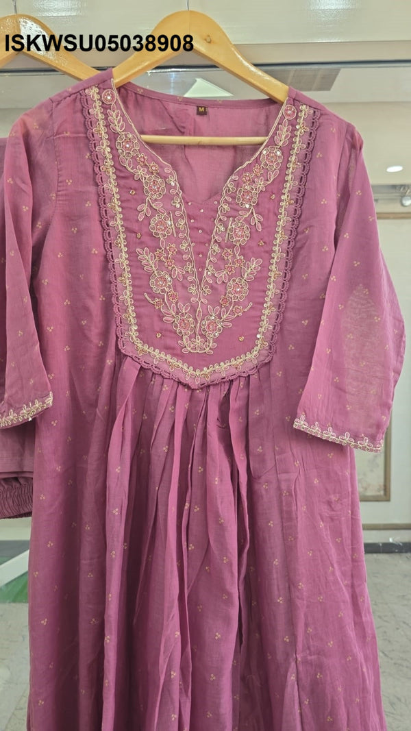 Embroidered Cotton Kurti With Pant And Dupatta-ISKWSU05038908