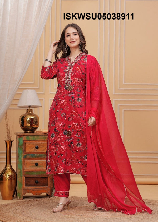 Printed Rayon Kurti With Pant And Dupatta-ISKWSU05038911