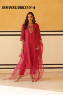 Embroidered Silk Kurti With Pant And Dupatta-ISKWSU05038914