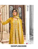 Embroidered Viscose Jacquard Silk Front Slit Kurti With Palazzo And Dupatta-ISKWPL06035599