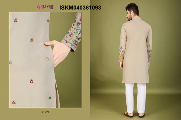 Men's Embroidered Cotton Kurta-ISKM040361091/61092/61093/61094/61095