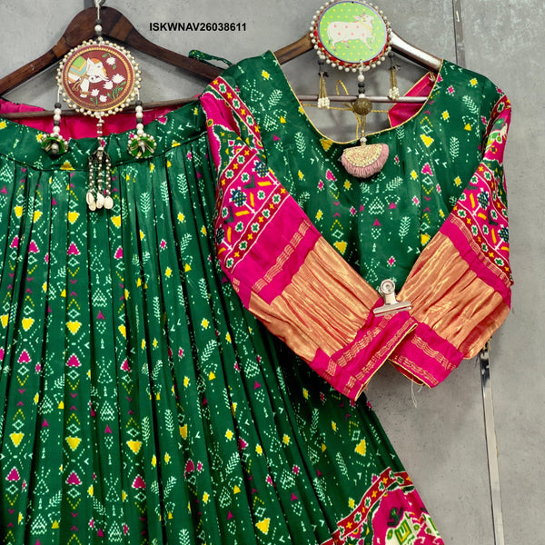 Digital Printed Gaji Silk Lehenga With Blouse And Dupatta-ISKWNAV26038611