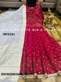 Embroidered Tissue Shimmer Silk Gown With Banarasi Self Weaving Dupatta-ISKWGN0304NP3351