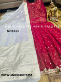 Embroidered Tissue Shimmer Silk Gown With Banarasi Self Weaving Dupatta-ISKWGN0304NP3351