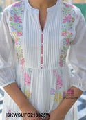 Embroidered Malmal Cotton Kurti With Cotton Pant And Kota Doriya Dupatta-ISKWSUFC210325P/FC210325W