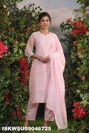 Embroidered Malmal Cotton Kurti With Pant And Dupatta-ISKWSU09046725