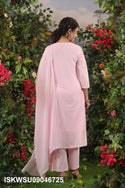 Embroidered Malmal Cotton Kurti With Pant And Dupatta-ISKWSU09046725