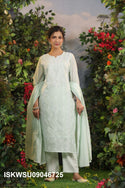Embroidered Malmal Cotton Kurti With Pant And Dupatta-ISKWSU09046725