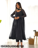 Lehariya Printed Georgette Anarkali Kurti With Silk Pant And Dupatta-ISKWSU09046730