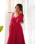 Lehariya Printed Georgette Anarkali Kurti With Silk Pant And Dupatta-ISKWSU09046726