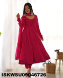 Lehariya Printed Georgette Anarkali Kurti With Silk Pant And Dupatta-ISKWSU09046726