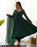 Lehariya Printed Georgette Anarkali Kurti With Silk Pant And Dupatta-ISKWSU09046727