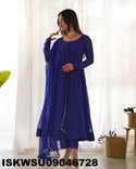 Lehariya Printed Georgette Anarkali Kurti With Silk Pant And Dupatta-ISKWSU09046728