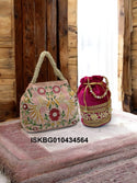 Embroidered Velvet Bag And Velvet Potli -ISKBG010434564