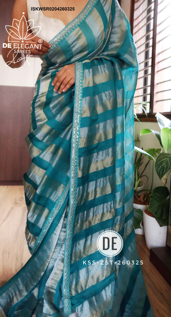 Sequined Kora Silk Saree With Blouse-ISKWSR0204260325