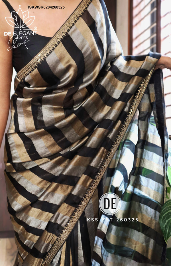 Sequined Kora Silk Saree With Blouse-ISKWSR0204260325