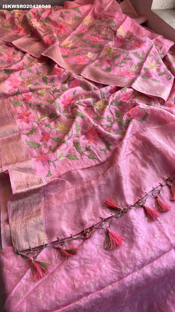 Embroidered Munga Silk Saree With Blouse-ISKWSR020426049