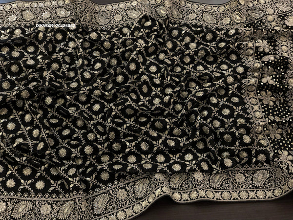 Lucknawi Chikankari Georgette Saree With Blouse-ISKWSR020426052
