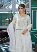 Embroidered Cotton Anarkali Kurti With Pant And Dupatta-ISKWSU09042311