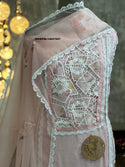 Embroidered Maslin Kurti With Shantoon Bottom And Brush Printed Organza Dupatta-ISKWFBL14047657