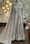 Embroidered Chinon Gown With Dupatta-ISKWGN15046533