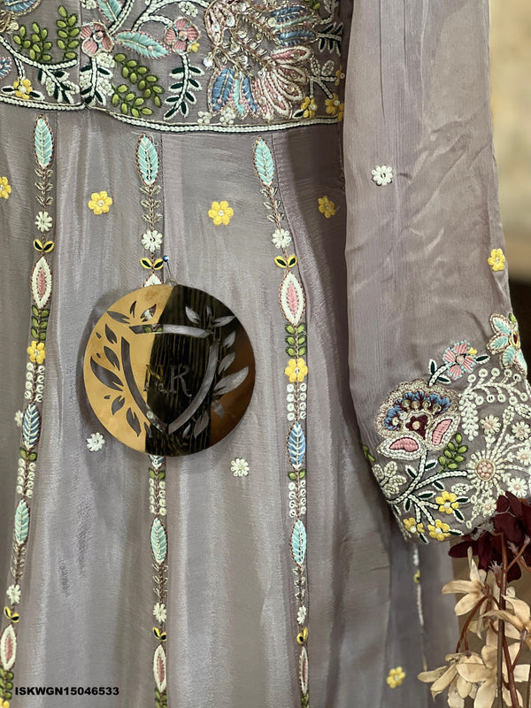 Embroidered Chinon Gown With Dupatta-ISKWGN15046533