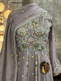 Embroidered Chinon Gown With Dupatta-ISKWGN15046533