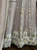 Embroidered Chinon Gown With Dupatta-ISKWGN15046533