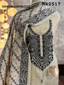 Embroidered Silk Kurti With Shantoon Bottom And Jamdani Weaved Dupatta-ISKWFBL1604Nk2517