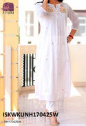 Embroidered Malmal Cotton Kurti With Pant-ISKWKUNH170425W