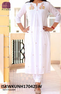 Embroidered Malmal Cotton Kurti With Pant-ISKWKUNH170425W