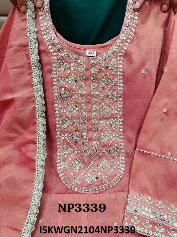 Embroidered Tissue Shimmer Silk Gown With Dupatta-ISKWGN2104NP3339