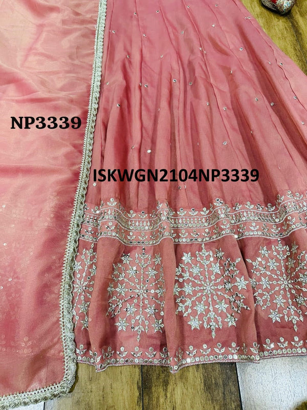 Embroidered Tissue Shimmer Silk Gown With Dupatta-ISKWGN2104NP3339