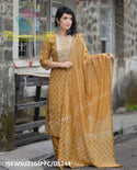 Bagru Printed Chanderi Kurti With Pant And Dupatta-ISKWSU2104PPC/D1244