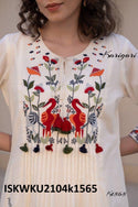 Embroidered Malmal Cotton Kurti With Pant-ISKWKU2104k1565