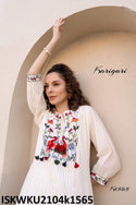 Embroidered Malmal Cotton Kurti With Pant-ISKWKU2104k1565