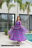 Printed Organza Anarkali Kurti With Silk Pant And Dupatta-ISKWSU040817994