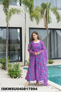 Printed Organza Anarkali Kurti With Silk Pant And Dupatta-ISKWSU040817994