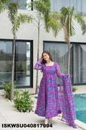 Printed Organza Anarkali Kurti With Silk Pant And Dupatta-ISKWSU040817994
