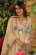 Embroidered Malmal Chanderi Anarkali Kurti With Pant And Dupatta-ISKWSU040817995