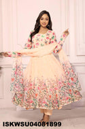 Floral Printed Tabby Silk Anarkali Kurti With Pant And Dupatta-ISKWSU04081899