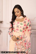 Floral Printed Tabby Silk Anarkali Kurti With Pant And Dupatta-ISKWSU04081899