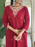 Embroidered Cotton Silk Kurti With Pant And Printed Dupatta-ISKWSU04081699