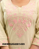 Embroidered Cotton Kurti With Pant And Malmal Cotton Dupatta-ISKWSU04081495
