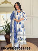 Printed Cotton Anarkali Kurti With Pant And Dupatta-ISKWSU04081499