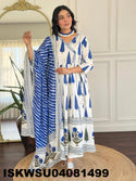 Printed Cotton Anarkali Kurti With Pant And Dupatta-ISKWSU04081499
