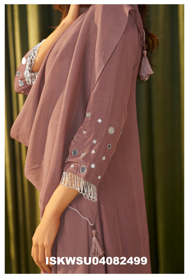 Embroidered Crepe Kurti With Pant And Sequined Dupatta-ISKWSU04082499
